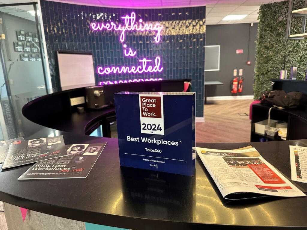 Talos360 named UK's Best Workplace 2024: Medium Category 1 Talos360 named UK's Best Workplace