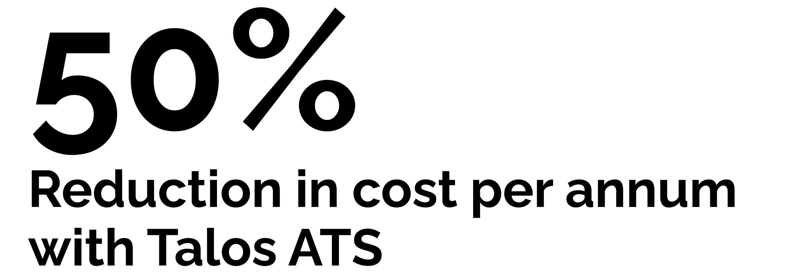 A quote from Wagamama's testimonial stating that they have reduced costs per annum by 50% with Talos ATS